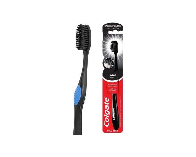 Colgate 360 Charcoal Infused Bristles Medium Toothbrush 1 Count