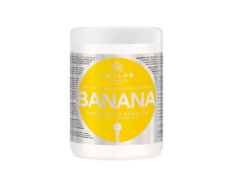 Kallos Banana Mask with Multivitamin Complex for Hair Strengthening 1000ml