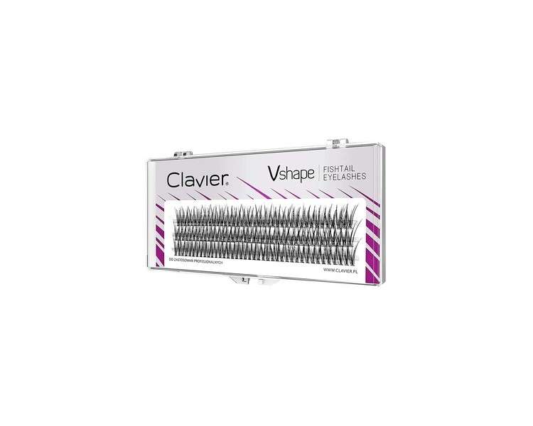 Clavier Fishtail V-Shape Cluster Eyelashes 12mm - Natural Looking Kardashian Effect for Unique 3D Effect