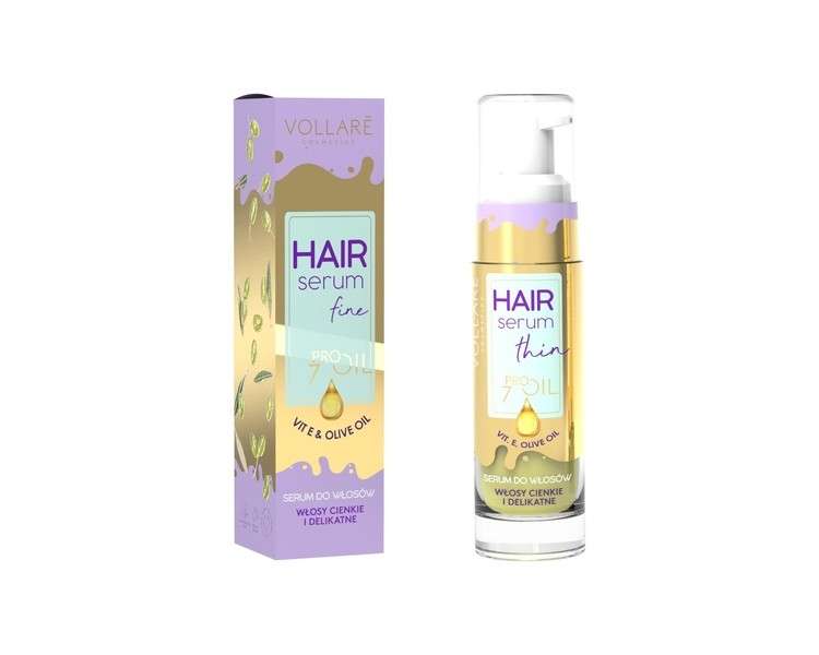 Vollaré Cosmetics Hair Serum 30ml - Enriched with Vitamins E, A, and D for Fine, Delicate, and Volumeless Hair