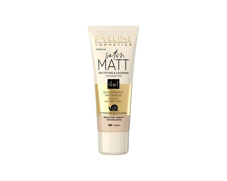 Eveline Cosmetics Satin Matt Matting Satin Matt Opaque Face Primer 30ml No.101 Ivory 1 count