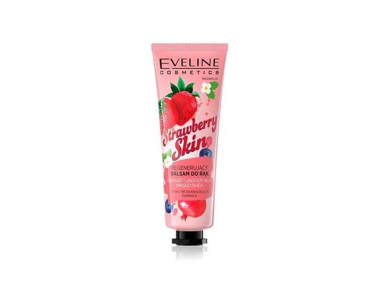 Eveline Strawberry Hand Balm Cream Moisturizing Smooth Skin Care 50ml