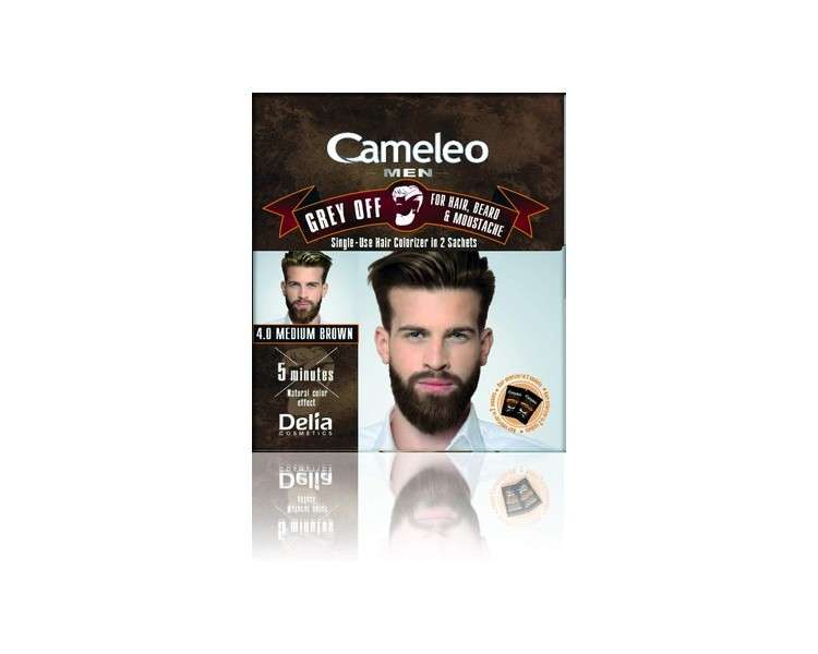 Cameleo Men Colour Cream Medium Brown - Pack of 2 Sachets for Hair, Beard & Moustache