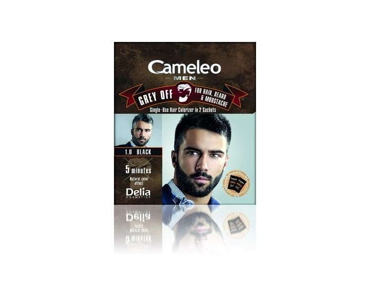 Cameleo Men Colour Cream Black Grey OFF Single-Use Colorizer for Hair Beard Moustache Easy 5 min Application Natural Color Effect 0% Parabens - Pack of 2