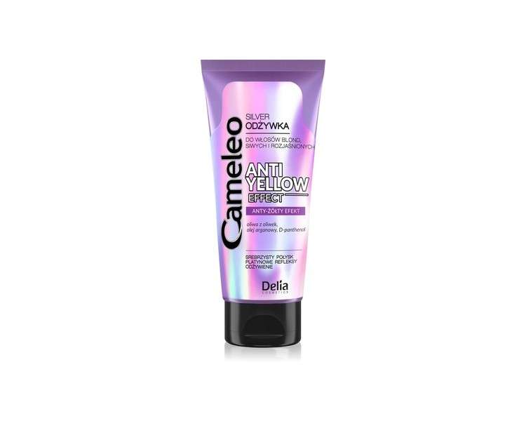 Cameleo Silver Conditioner No Yellow Colour for Blonde Grey White Hair UV Protect Daily Use Purple Intensive Conditioner for Highlighted Bleached Hair 200ml