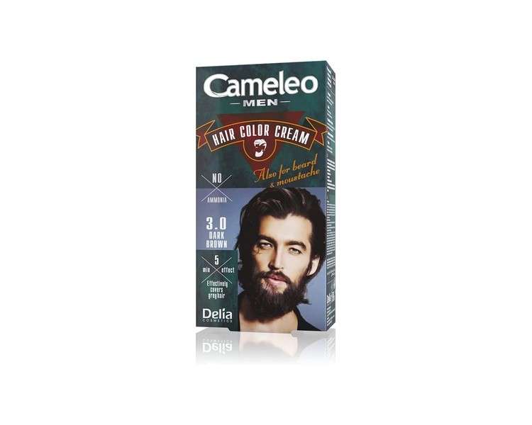 Cameleo Men Permanent Hair Dye Dark Brown for Hair Beard & Moustache Natural Colour Effect in 5 Minutes Cover Grey Hair Ammonia Free 30ml