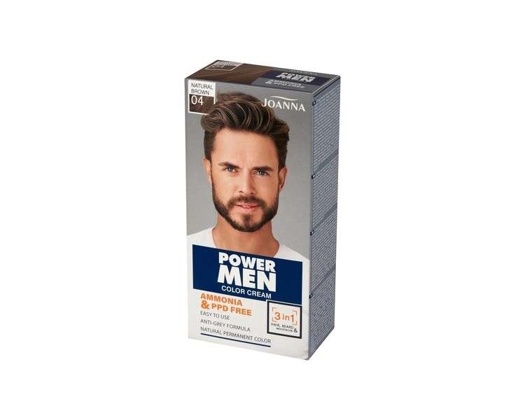 Joanna Power Men Color Cream for Hair Beard and Moustache 100g Natural Brown