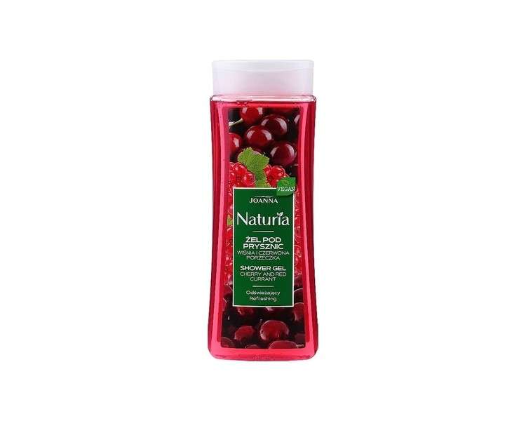 JOANNA Naturia Cherry and Red Currant Extract Shower Gel - Thoroughly Cleansed and Refreshed Skin - Women's Care Shower Gel - Pleasant Scent - 300ml