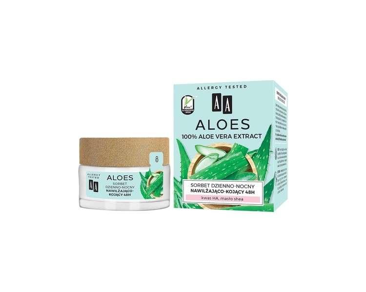 AA Aloes 100% Aloe Vera Extract Tag-Nachtsorbet 48h Moisturizer 50ml