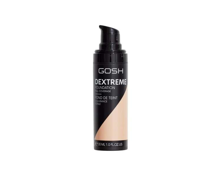 GOSH Dextreme Full Coverage Foundation 30ml - Vegan Makeup for Flawless Complexion - Cover Pimples and Dark Circles - 002 Ivory