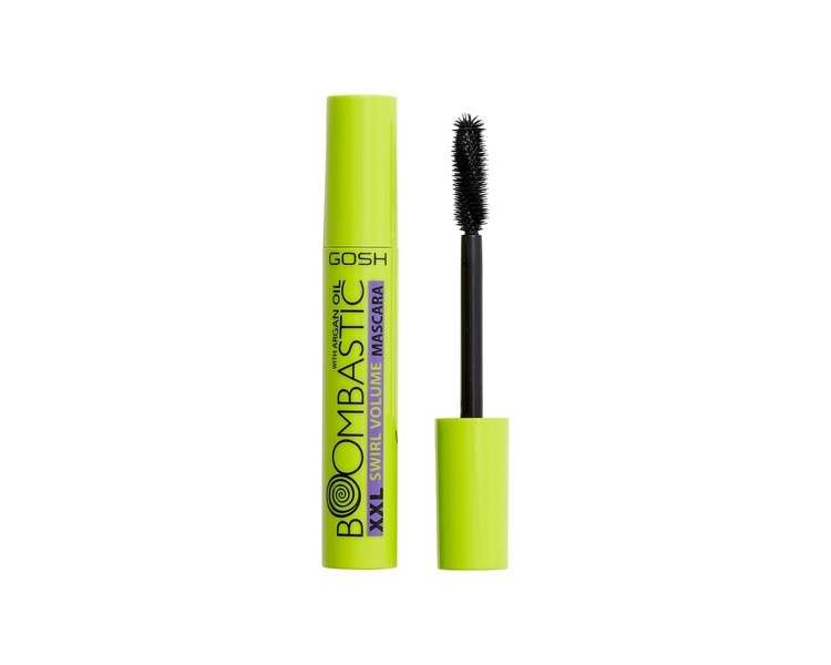 GOSH Boombastic Swirl Mascara with Argan Oil and Bamboo Extract for Care Swing and XXL Volume Precisely Defined Extra Long Eyelashes without Clumps Fragrance Mascara 001 Black