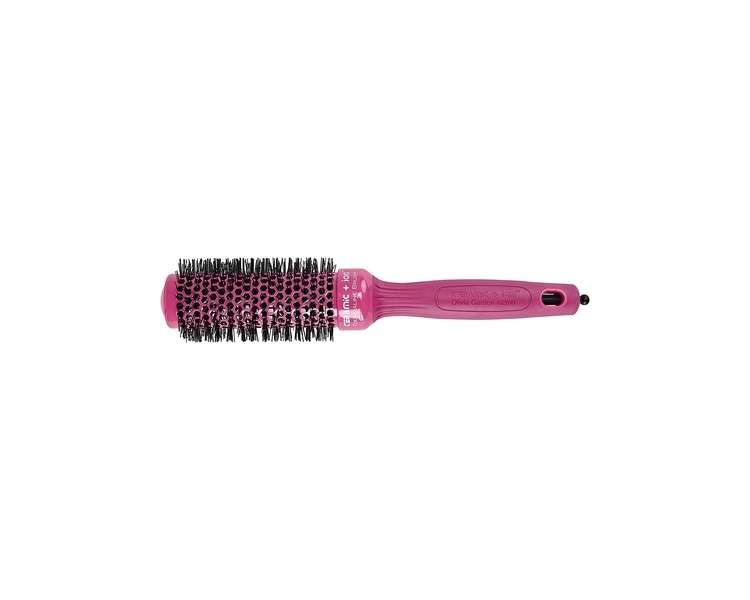 Olivia Garden Ceramic Ion Thermal Round Hair Brush Pink 35mm - Anti-Static Tourmaline-Ion Nylon Bristles