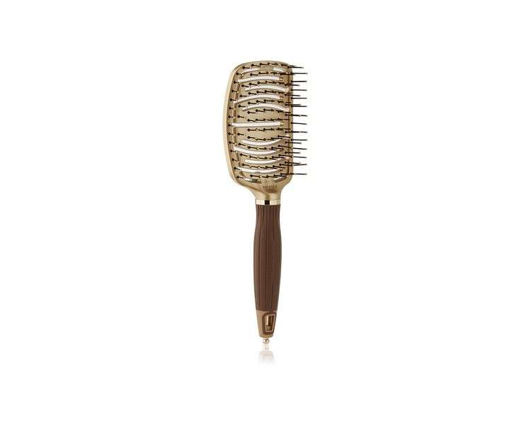 Olivia Garden NanoThermic Flex Nylon Bristles Hair Brush for Detangling and Styling Curved Shape Flexible Vented Design