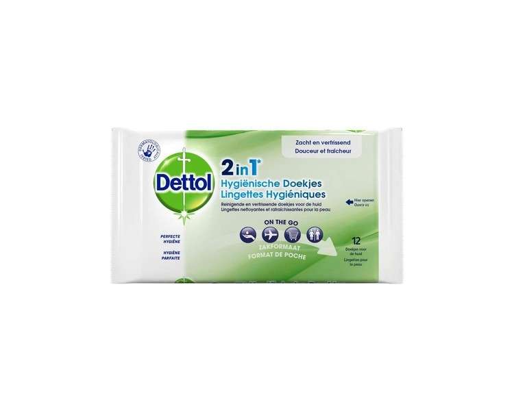 Dettol 2-in-1 Hygiene Cleaning Wipes - Pack of 12