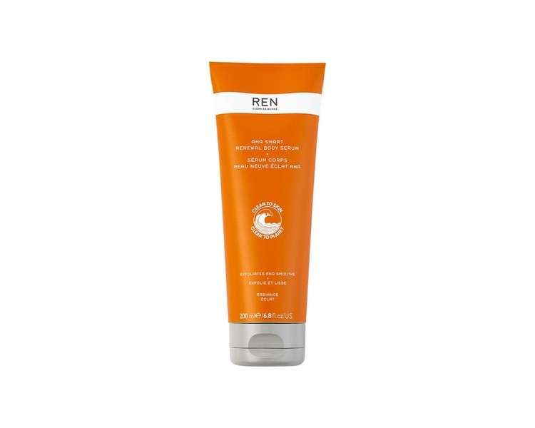 REN Clean Skincare AHA Smart Renewal Body Serum Exfoliating and Hydrating Skincare Serum 200ml