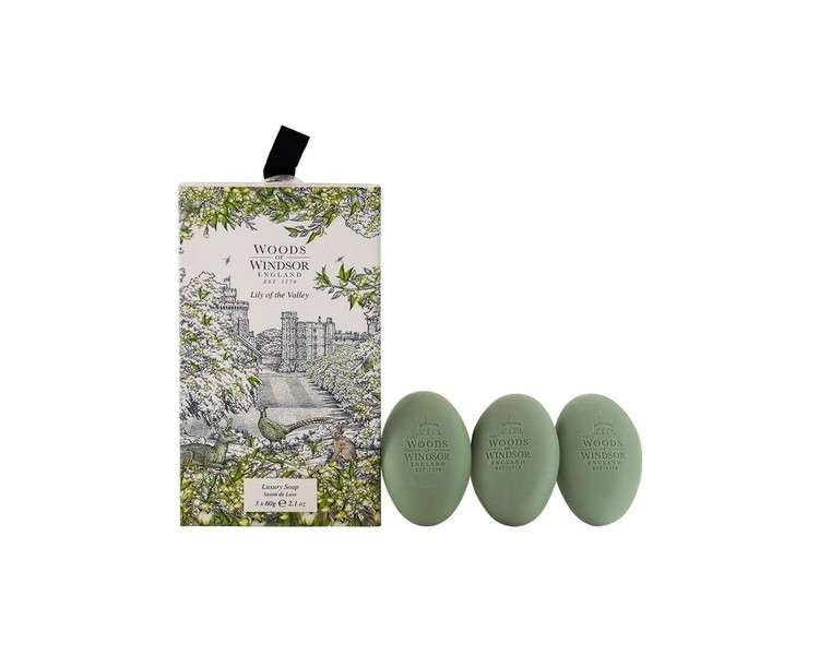 Woods of Windsor Lily of the Valley Luxury Soap for Her 60g - Pack of 3