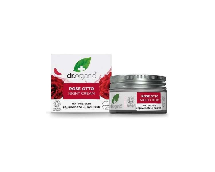 Dr Organic Rose Otto Night Cream Natural Vegan Cruelty Free Paraben SLS Free Restoring 50ml