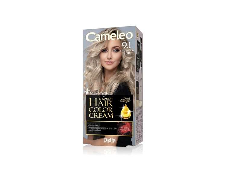 Cameleo Permanent Hair Colour Cream Ultimate Ash Blonde Intensive Color & Protection 5 Oils + Omega Plus Acids Professional Luxurious Hair Dye