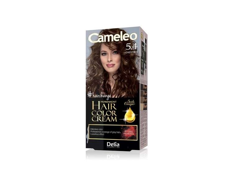 Cameleo Permanent Hair Colour Cream Chestnut Intensive Color & Protection 5 Oils + Omega Plus Acids Professional Luxurious Hair Dye Full Kit 5.4