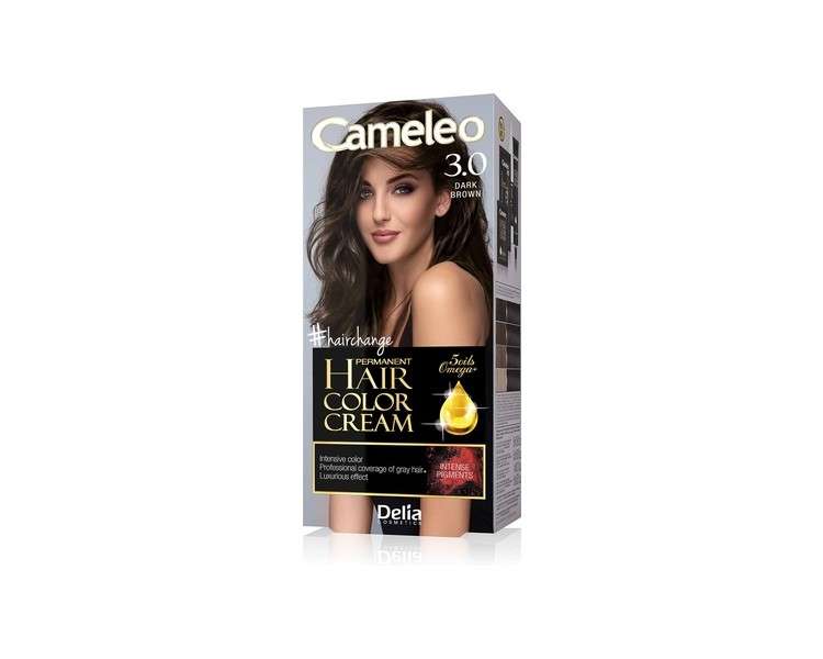 Cameleo Permanent Hair Colour Cream Dark Brown Intensive Color & Protection 5 Oils + Omega Plus Acids Professional Luxurious Hair Dye