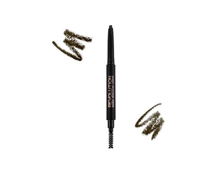 Makeup Revolution Duo Brow Eyebrow Pencil and Brush Medium Brown