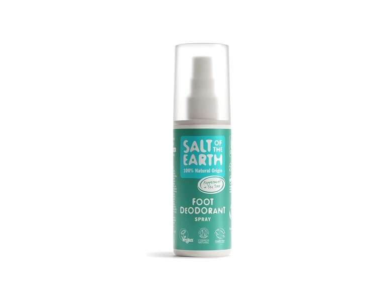 Salt Of the Earth Natural Foot Deodorant Spray Cooling Menthol Vegan Long Lasting Protection Paraben Free Made in the UK Peppermint & Tea Tree 100ml