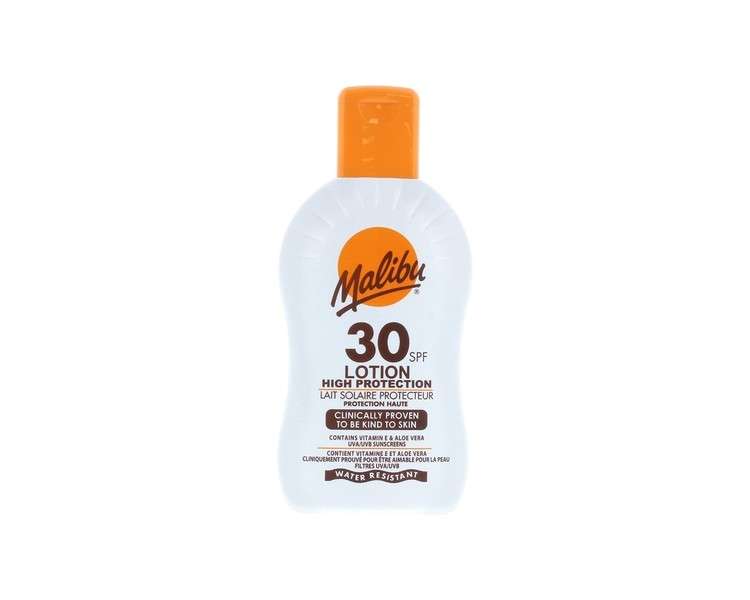 Malibu Sun SPF 30 Lotion High Protection Sun Cream with Vitamin E and Aloe Vera 200ml