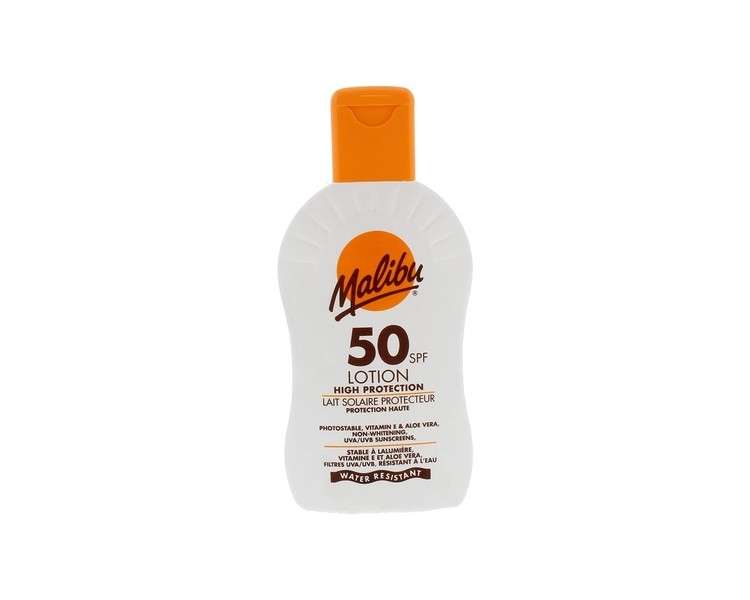 Malibu Sun SPF 50 Lotion High Protection Sun Cream with Vitamin E and Aloe Vera 200ml