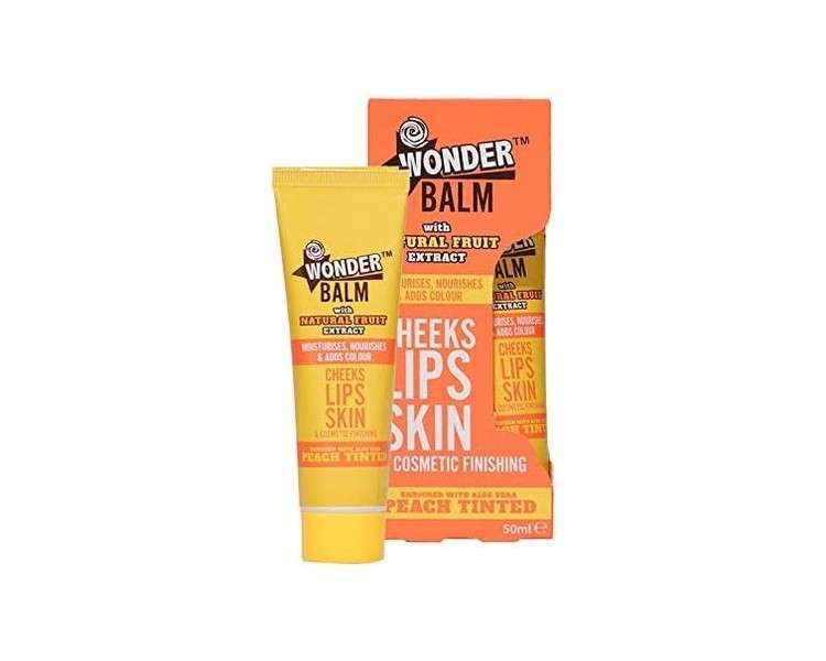 Wonder Balm Hand Balm Cream for Lips Hands and Nails enriched with Aloe Vera Peach Tinted 50ml