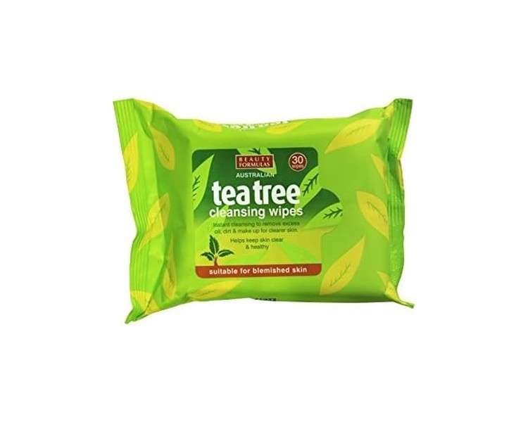 Beauty Formulas Australian Tea Tree Cleansing Wipes 30 Count