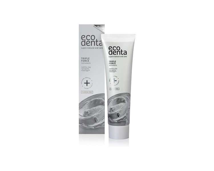 Ecodenta Fluoride Free Toothpaste Triple Force Teeth Cleaning Plaque Removal Enamel Strengthening Sensitivity Reducing 100ml