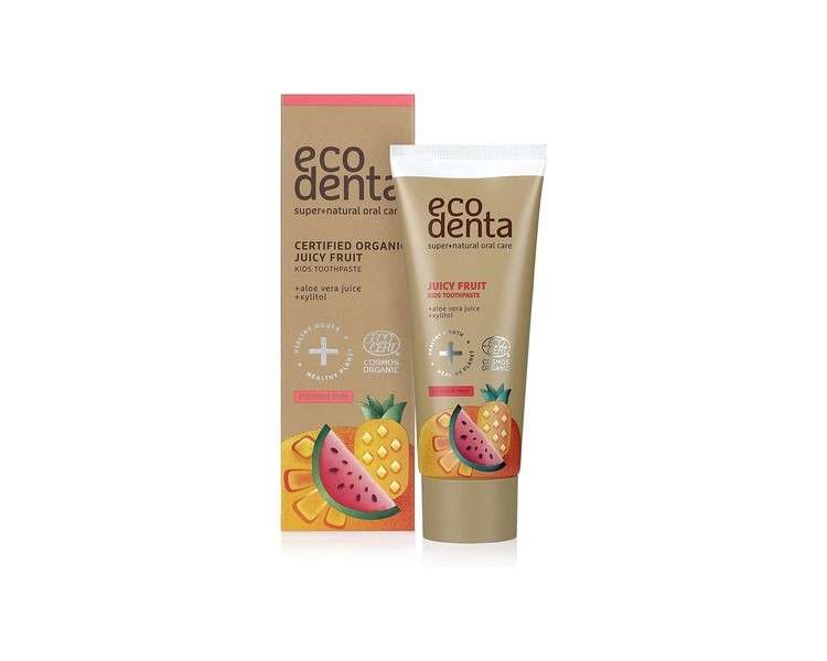 Ecodenta Kids Toothpaste Fluoride Free Certified Organic Juicy Fruit Natural Childrens Tooth Paste Bubblegum Taste 75ml