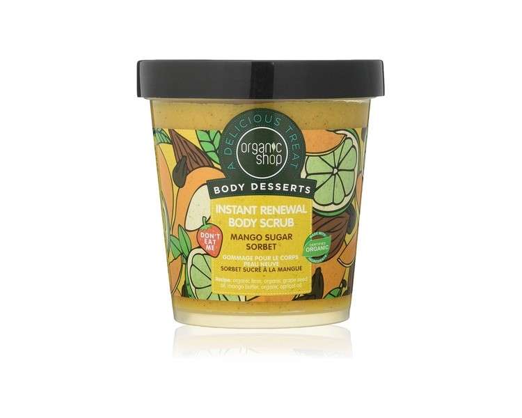 Organic Shop Mango Sugar Sorbet Instant Renewal Body Scrub 450ml