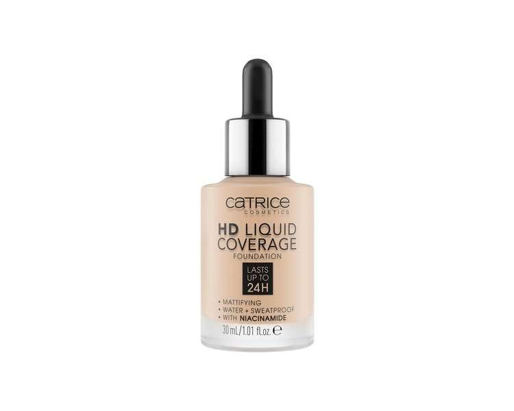 Catrice HD Liquid Coverage Foundation Waterproof Face Makeup with Dropper 30ml No. 010 Light Beige