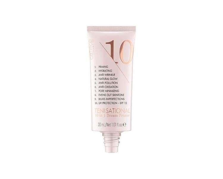 Catrice Ten!sational 10 in 1 Dream Primer Nude Anti-Ageing Moisturising Natural for Dry Skin Vegan UVA and UVB Filter + SPF 15 Alcohol Paraben-Free 30ml