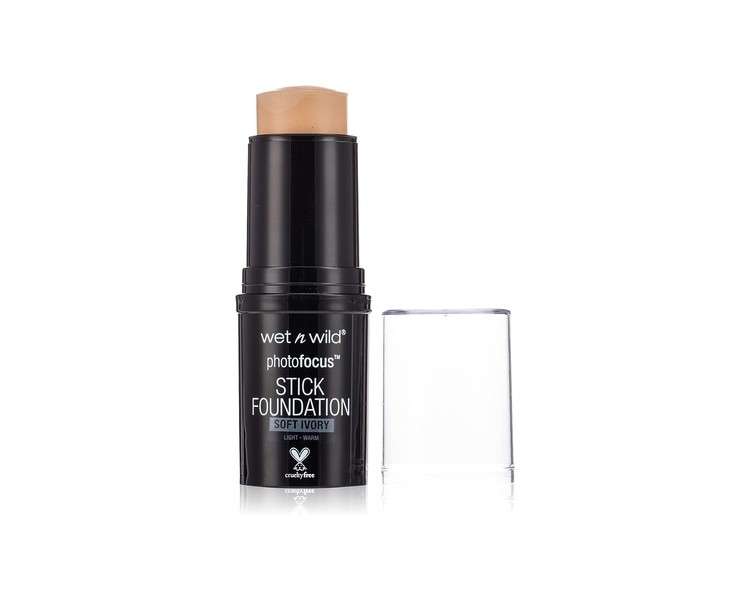 Wet n Wild Photo Focus Stick Foundation with Long-lasting Coverage Lightweight and Creamy Formula Semi-matte Finish with Argan and Sunflower Seed Oil Soft Ivory 1 Count