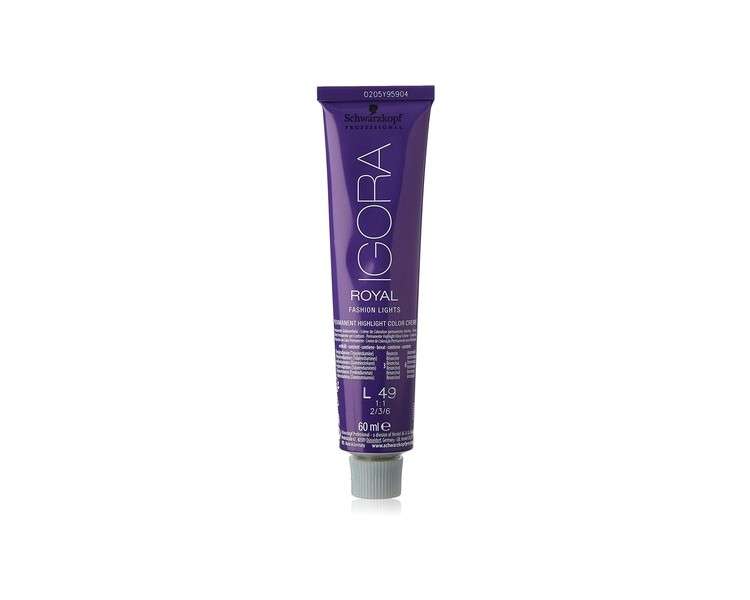 Schwarzkopf Professional Igora Royal Fashion Lights Permanent Highlight Hair Colour Cream L-49 Beige Violet 60ml