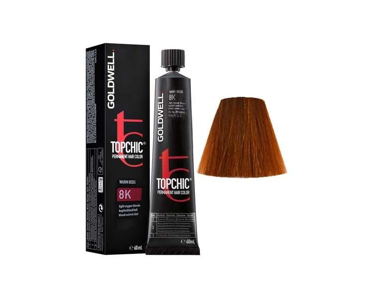 Goldwell Top Chic 8K Light Copper Blonde Warm Reds Permanent Hair Color 60ml