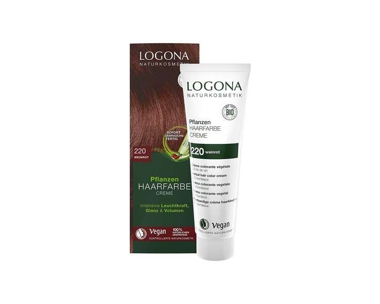 LOGONA Naturkosmetik Plant Hair Color Cream 220 Wine Red with Henna 150ml - Tizian