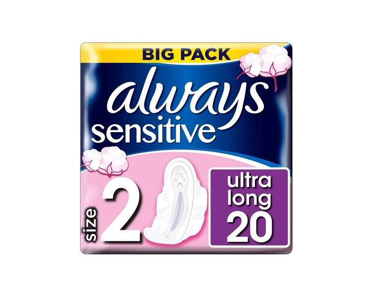 Always Sensitive Long Always Ultra Damenbinden with Wings 20 Pieces