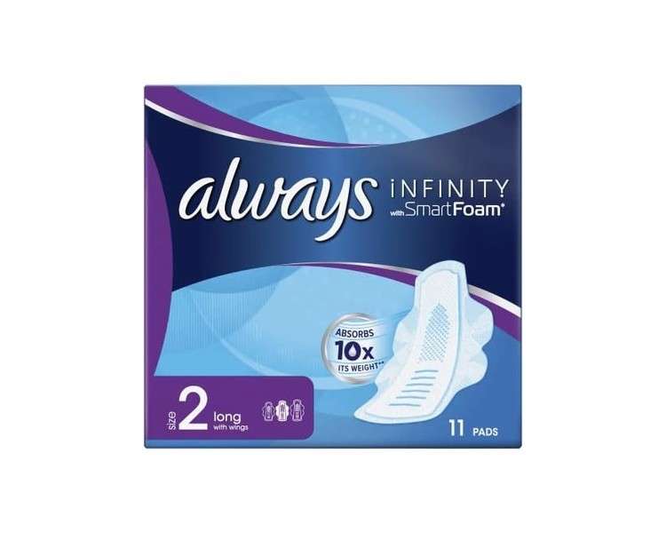 Always Infinity Long Sanitary Towels with Wings 11 per Pack