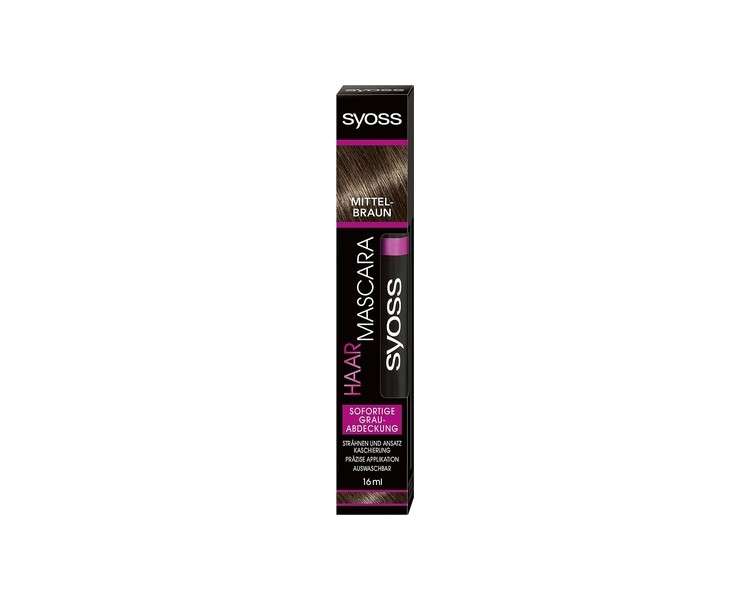 Syoss Hair Mascara Medium Brown Instant Grey Coverage 16ml