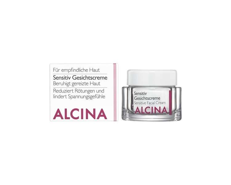 Alcina Sensitive Face Cream 50ml Soothes Irritated Skin and Relieves Tightness - Unperfumed Suitable for Fragrance Allergies