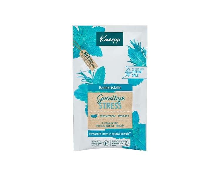 Kneipp Goodbye Stress Bath Crystals with Pure Deep Salt from Saline Luisenhall and Essential Oils of Rosemary and Water Mint 60g