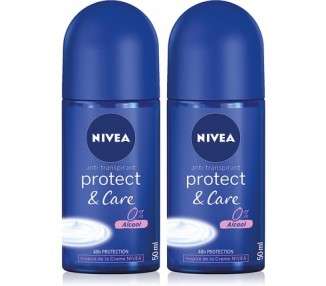 NIVEA Protect & Care Roll-On Deodorant 50ml - Pack of 2