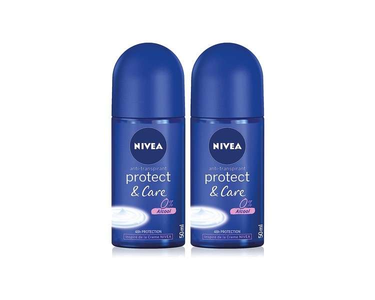 NIVEA Protect & Care Roll-On Deodorant 50ml - Pack of 2