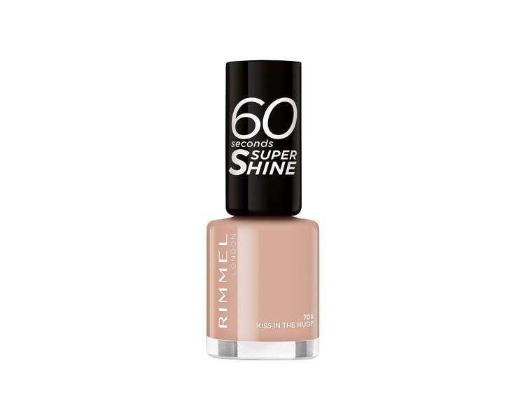 Rimmel 60 Seconds Super Shine Colour Block Nail Polish Ultra Shine and Long Lasting Quick Drying Kiss in the Nude 8ml