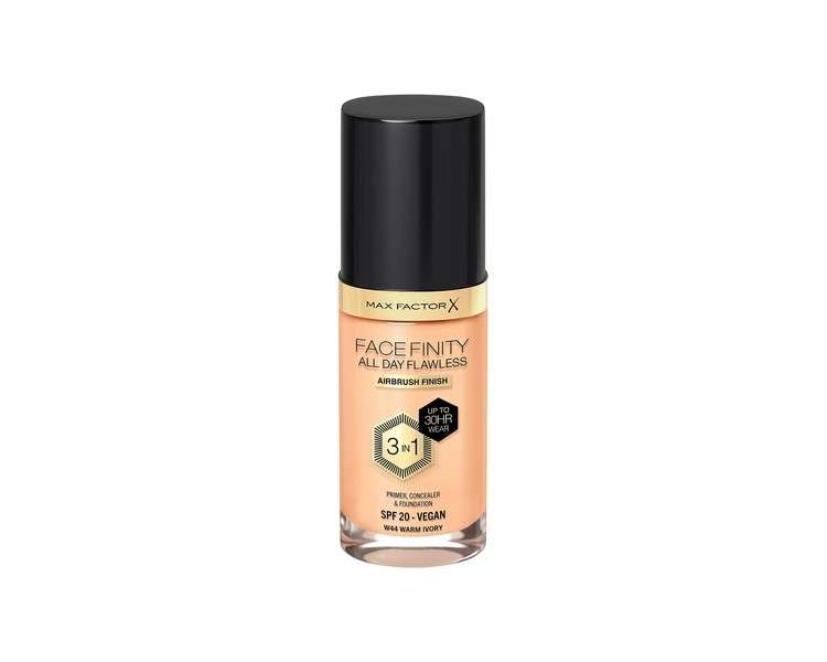 Max Factor Facefinity 3-in-1 All Day Flawless Liquid Foundation SPF 20 44 Warm Ivory 30ml