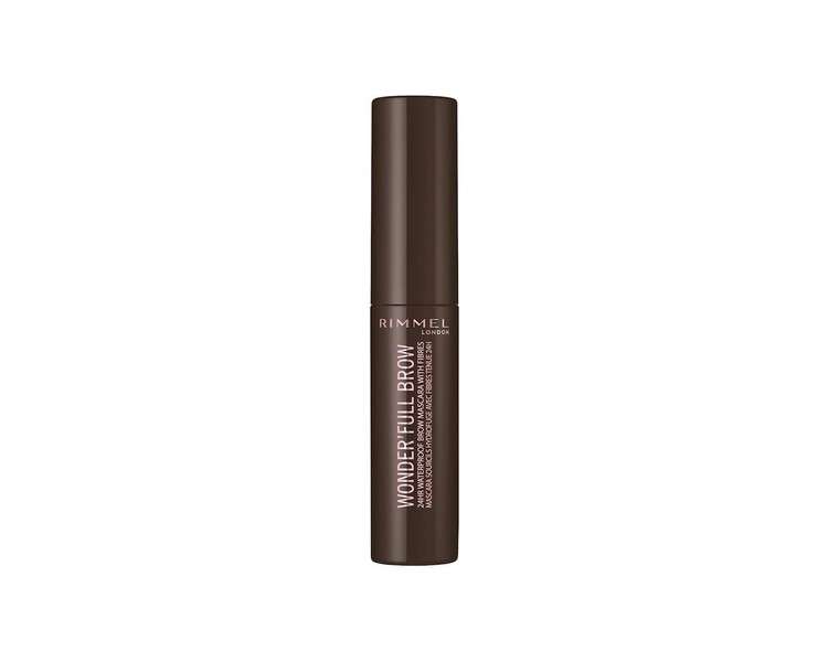 Rimmel London WonderFull Brow 24HR Waterproof Brow Gel with Fibers for Plump Thick Brows Dark 4.5ml