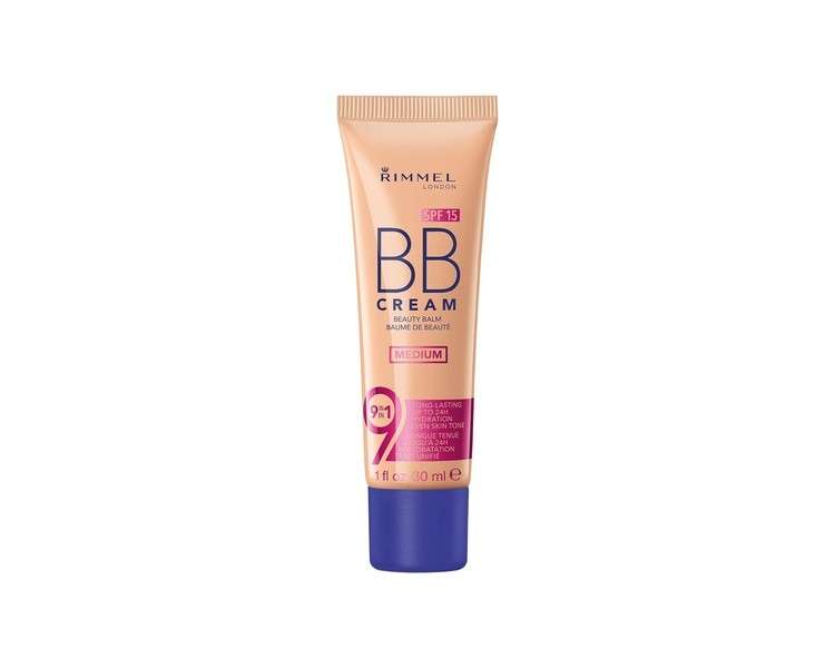 Rimmel London BB Cream 9-in-1 Lightweight Formula with Brightening Effect and SPF 15 Medium 30ml